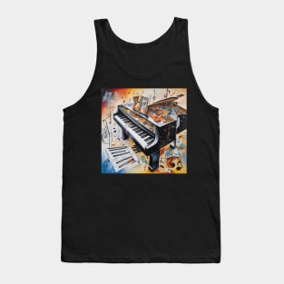 Abstract image of a piano and musical symbols Tank Top